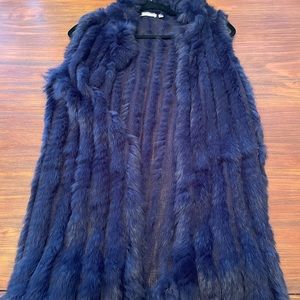 Neiman Marcus rabbit fur vest, blue